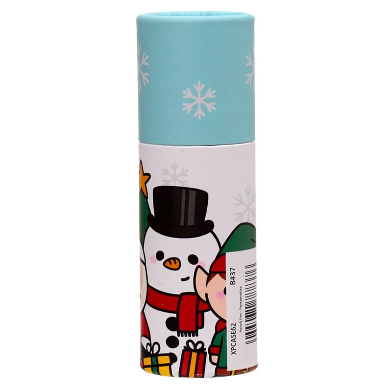 Puckator Christmas Festive Friends Pencil Pot with 12 Colouring Pencils - Cute Stationary - Coloured Pencils School Stationary Pencil Roll Colouring Pencil Color pencils Coloured Pencils for Adults