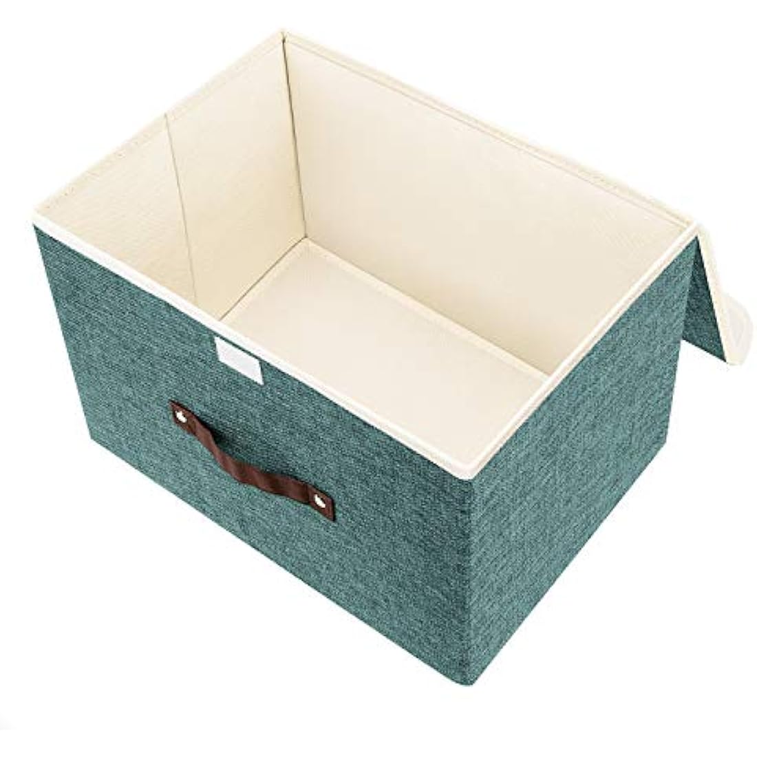 TYEERS Collapsible Storage Box with Lid, Fabric Storage Box for Clothes, Wardrobe Storage, 38x25x25 cm, Set of 3, Aqua Deep