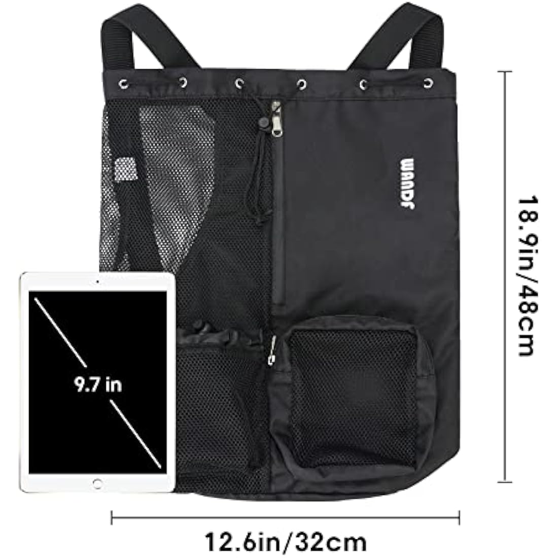 WANDF Swim Bag Mesh Drawstring Backpack with Wet Pocket for Swimming, Gym, and Workout Gear