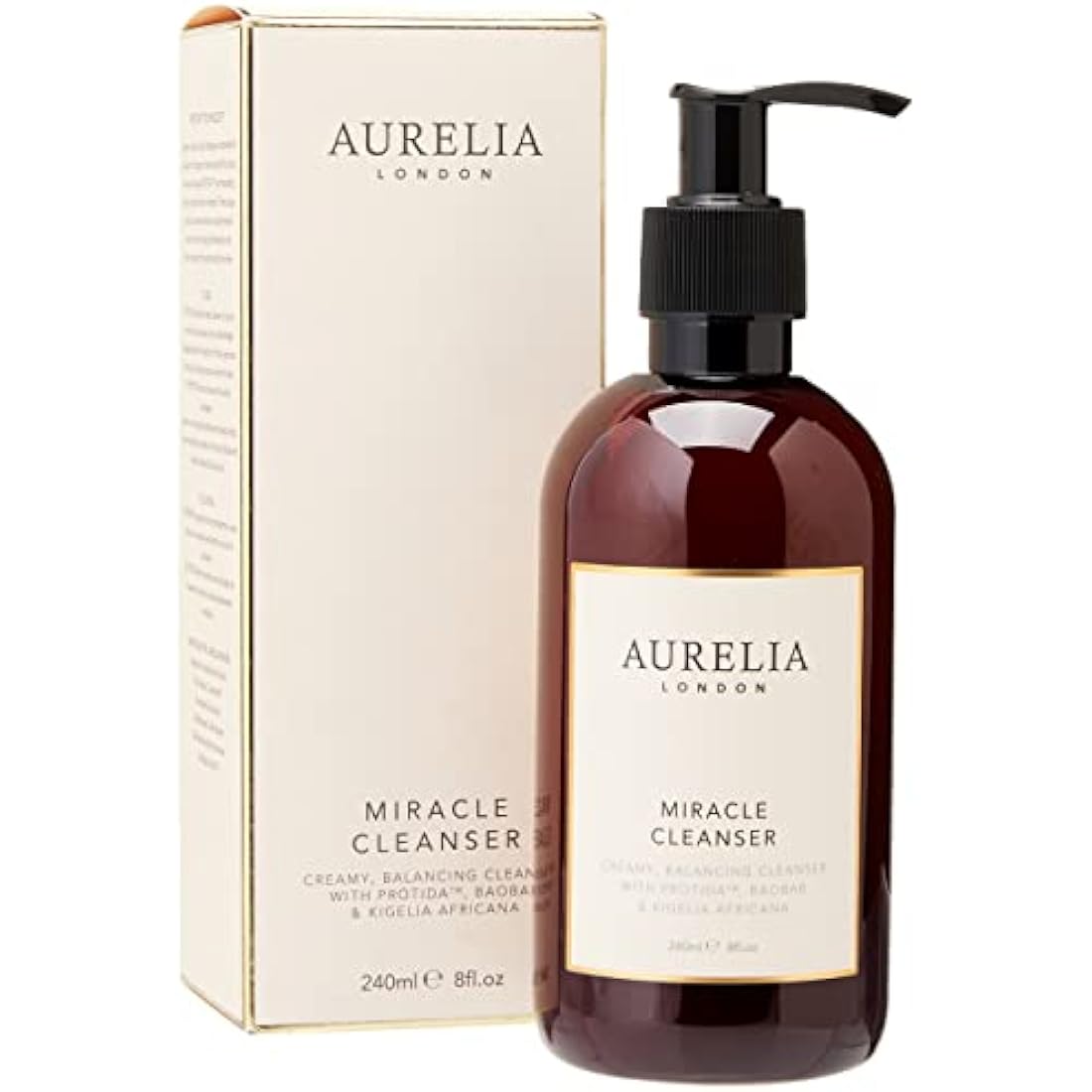 Miracle Cleanser 240ml | Facial Cleanser with Probiotics to Remove Impurities and Makeup | Face Cream with Glycerin to Hydrate Dry Skin | Made from Natural ingredients | Aurelia London