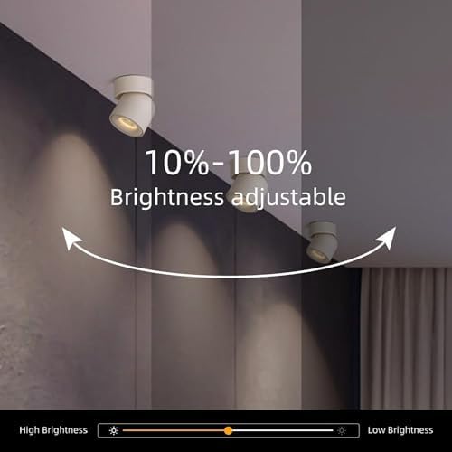 Aisilan 4 Pack Single Spotlight in Matt White Dimmable 9W 3000K LED Adjustable 360° Spot Light Indoor Modern Rotatable Individual Spotlights for Ceiling or Wall Mounted