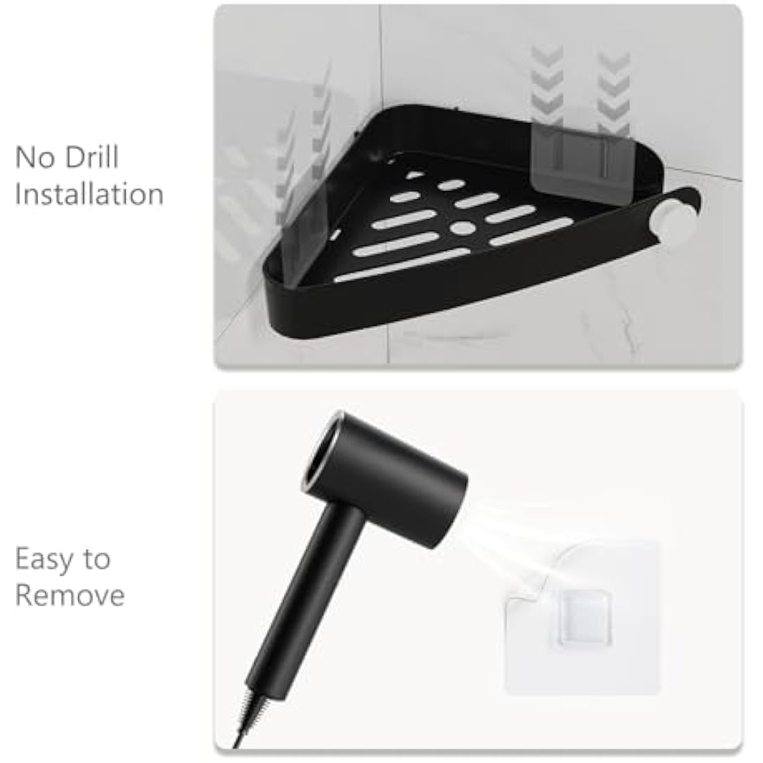Sotfamily 4 Packs Black Shower Caddy, No Drilling Shower Corner Shelf with Adhesive Pad, Rust Free Plastic Shower Storage for Bathroom, Kitchen, Toilet
