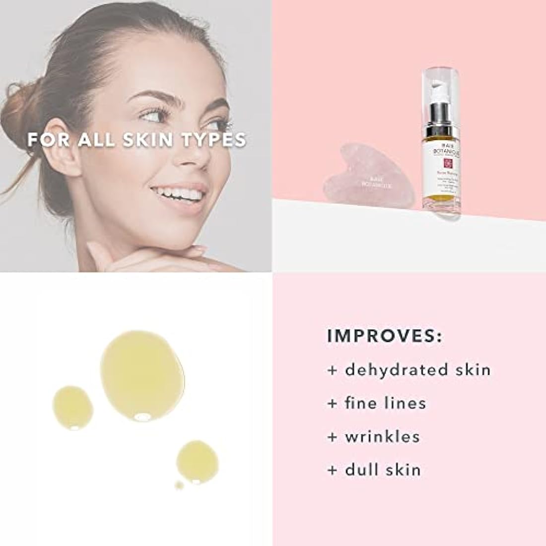 Baie Botanique Anti-Ageing Facial Oil 30ml - Rose Absolute, Camelia, Borage, Evening Primrose, Abyssinian & Amla Oil - 100% Natural, 90% Organic