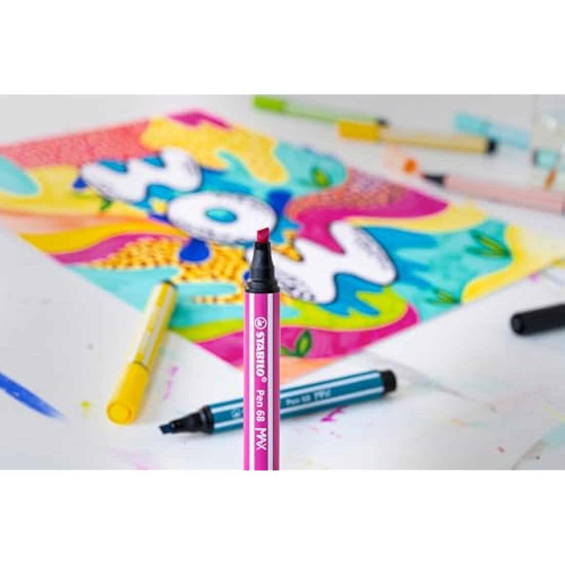 STABILO Pen 68 MAX - Premium Fibre-Tip Pen with Chisel Tip - ARTY - Pack of 24 - Assorted Colours