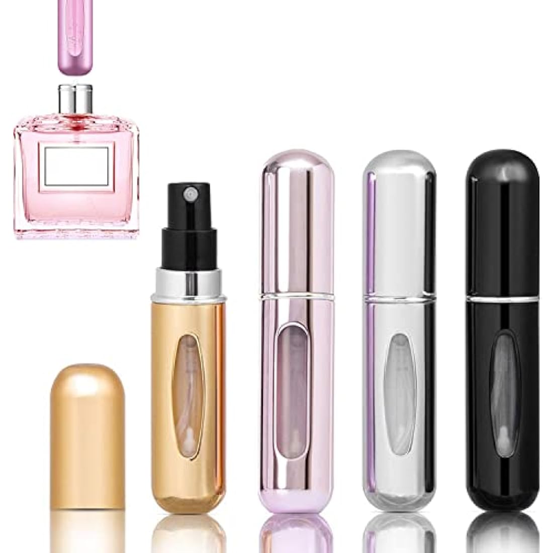 4PCS 5ml Perfume Atomiser Refillable Bottles Portable Mini Spray Travel Bottle Easy to Refill Empty Atomizer Bottle for Purse Handbag Pocket Luggage,Bright Color