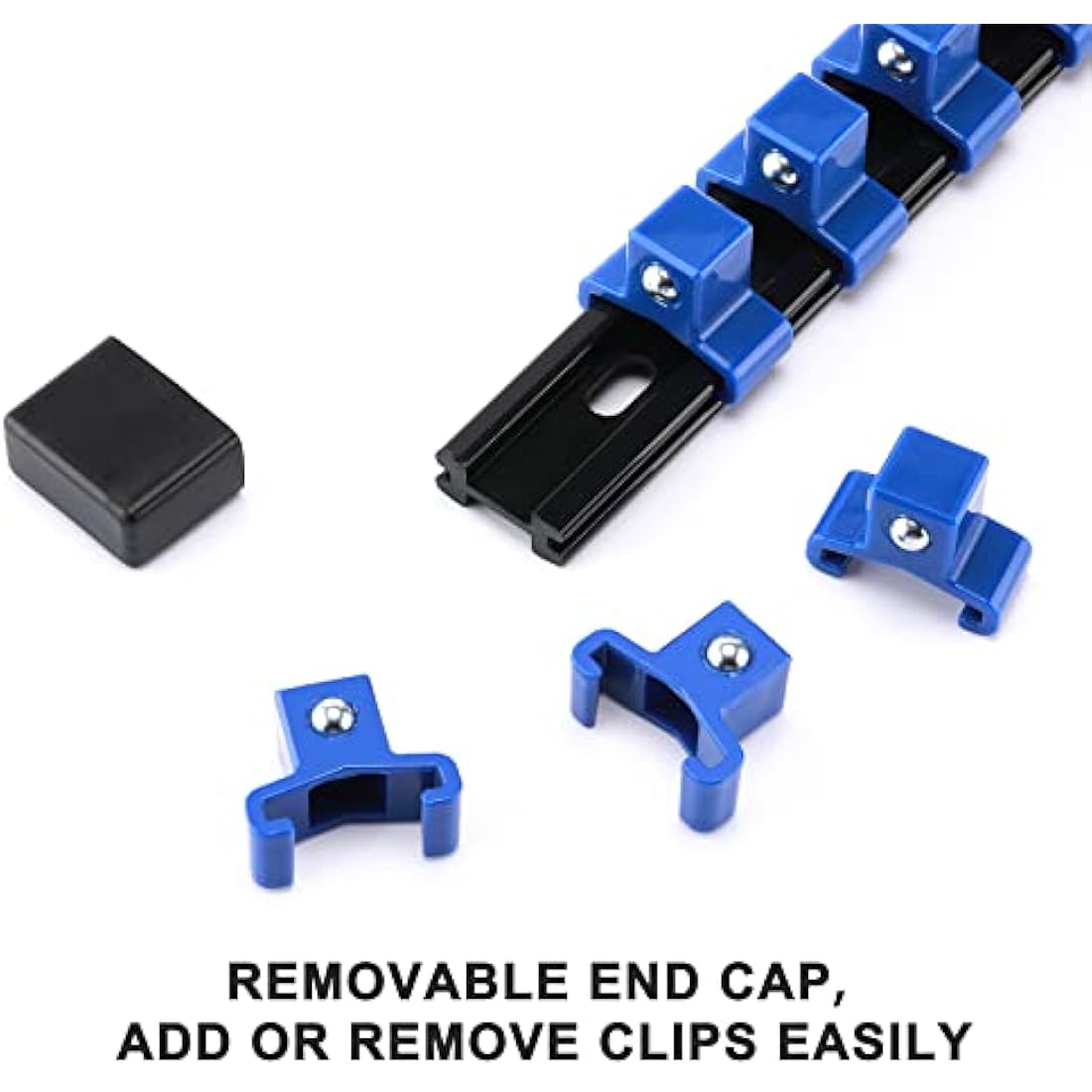 CASOMAN 9PC ABS Socket Organizer, 1/4-Inch, 3/8-Inch, 1/2-Inch, Premium Quality Socket Holders (9-Piece Set, Blue, Red, Black)