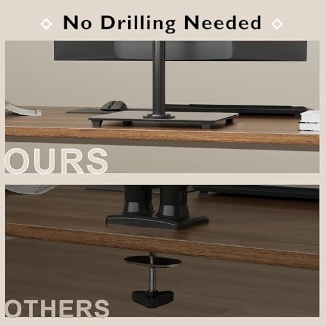 BONTEC Single Arm Monitor Stand for 13-32 Inch Screens, Freestanding Monitor Mount with Glass Base Up to 10 KG, Adjustable Motion Tilt ±75° Swivel ±80° Rotation 360°, VESA 75/100mm