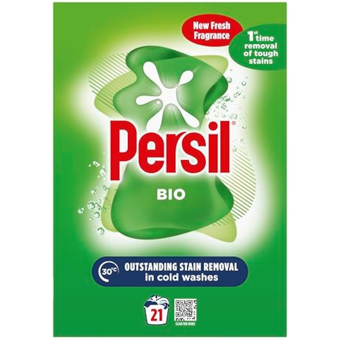 Persil Bio Washing Powder 100% recyclable pack for stain removal first time 4x 1.05 kg (84 washes)