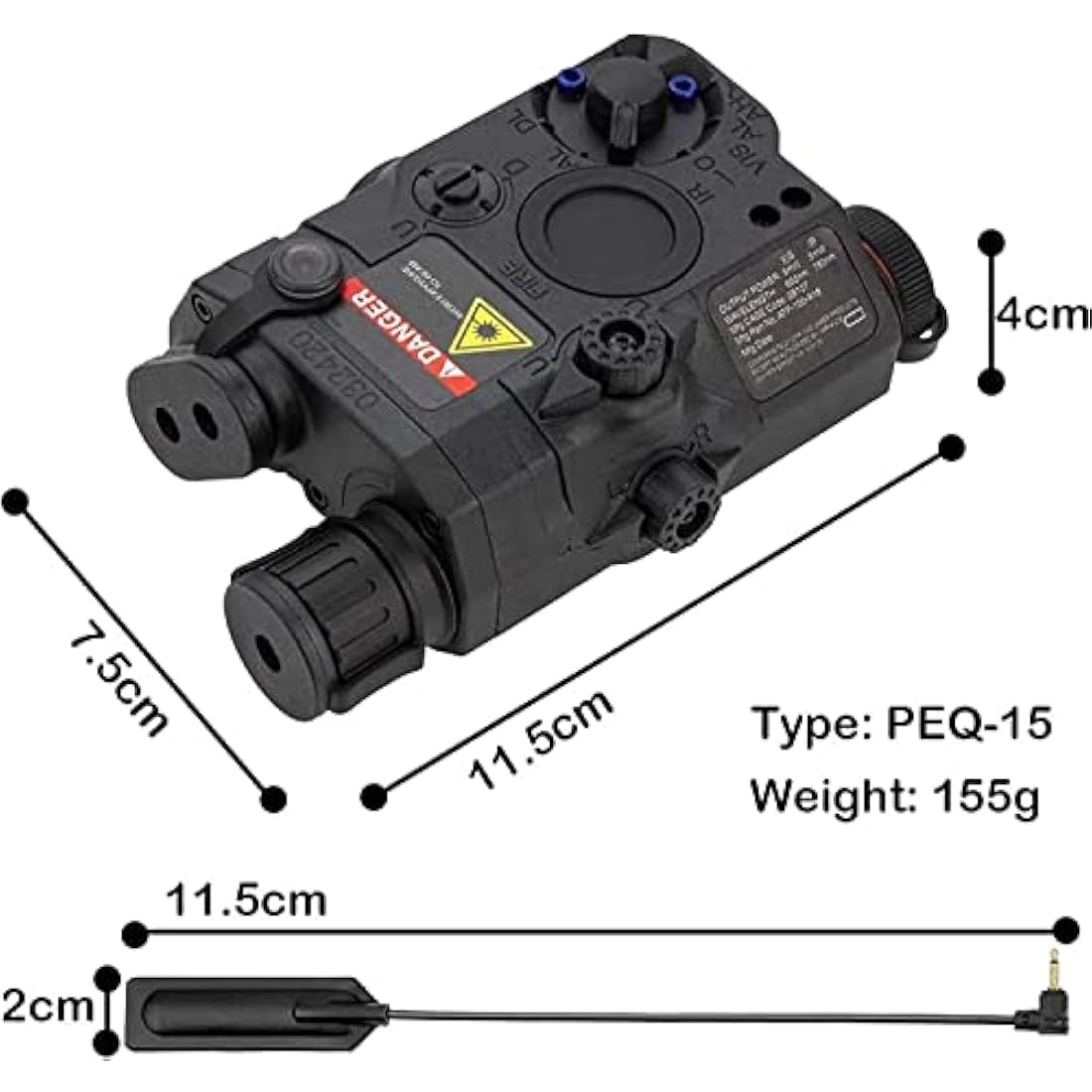 Zhongren Tactical PEQ Box PEQ-15 Battery Case Red+ White LED Flashlight for Airsoft Paintball Hunting AEG GBB CQB