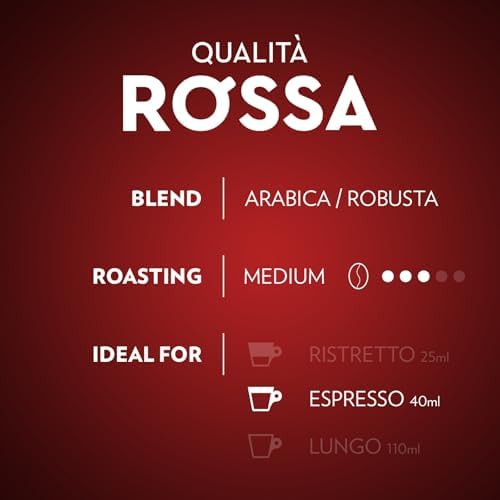 Lavazza, Qualità Rossa, 100 Aluminium Coffee Capsules Compatible with Nespresso Original Machines, Chocolate Notes, Arabica & Robusta, Intensity 10/13, Medium Roasting, Zero CO2 Impact, 10 Packs