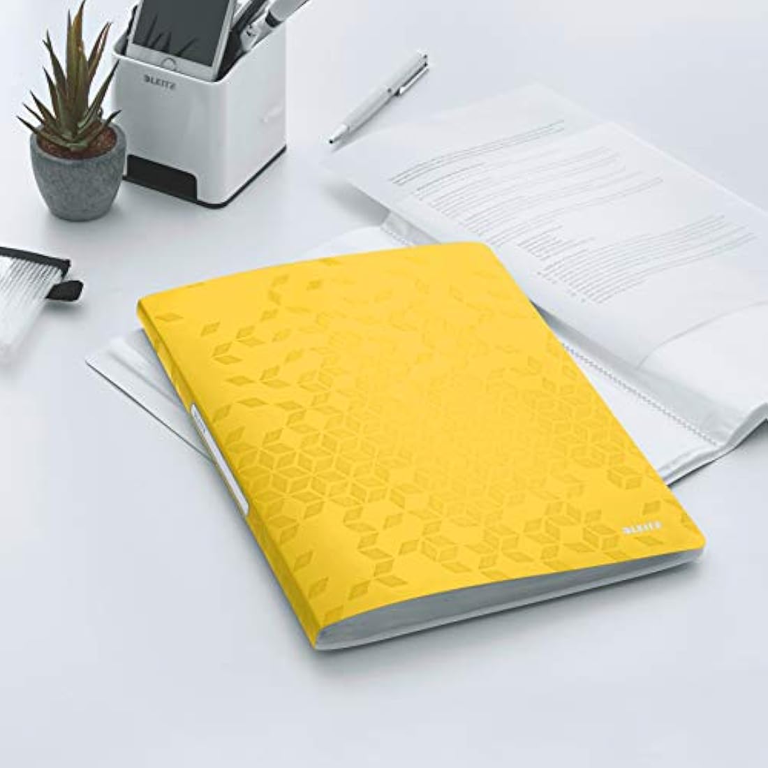 Leitz A4 Display Book, 40 Pockets, 80 Sheet Capacity, Transparent Pockets, Yellow, WOW Range, 46320016