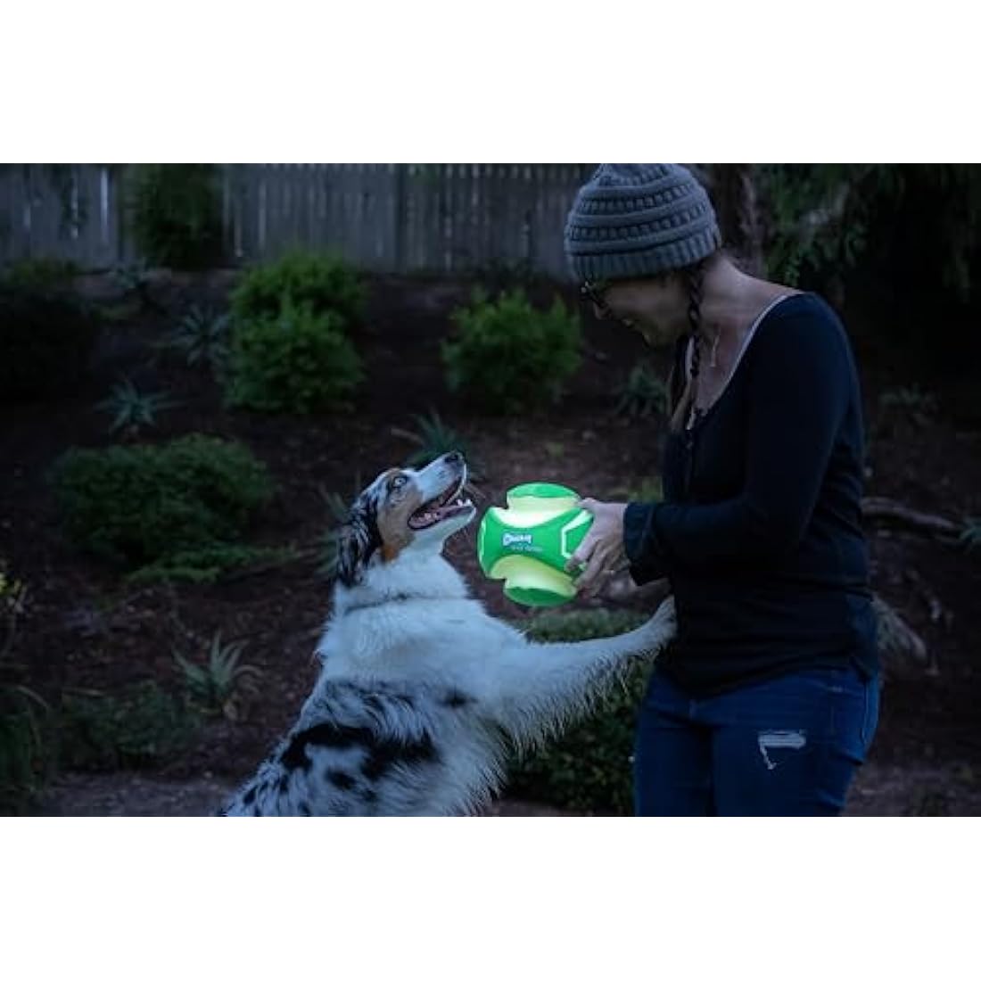 Chuckit! Kick Fetch Max Glow Interactive Rechargeable High Visibility Dog Toy Throw or Kick Toy for Dogs, Small