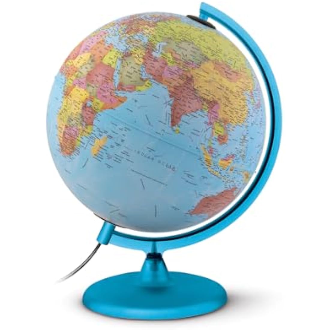 Tecnodidattica - Night&Day World Globe for Kids & Young People | Dual Effect Political Cartography and Constellations | Light Up & Rotatable | Graduated Meridian | Texts in English | 25cm Diameter