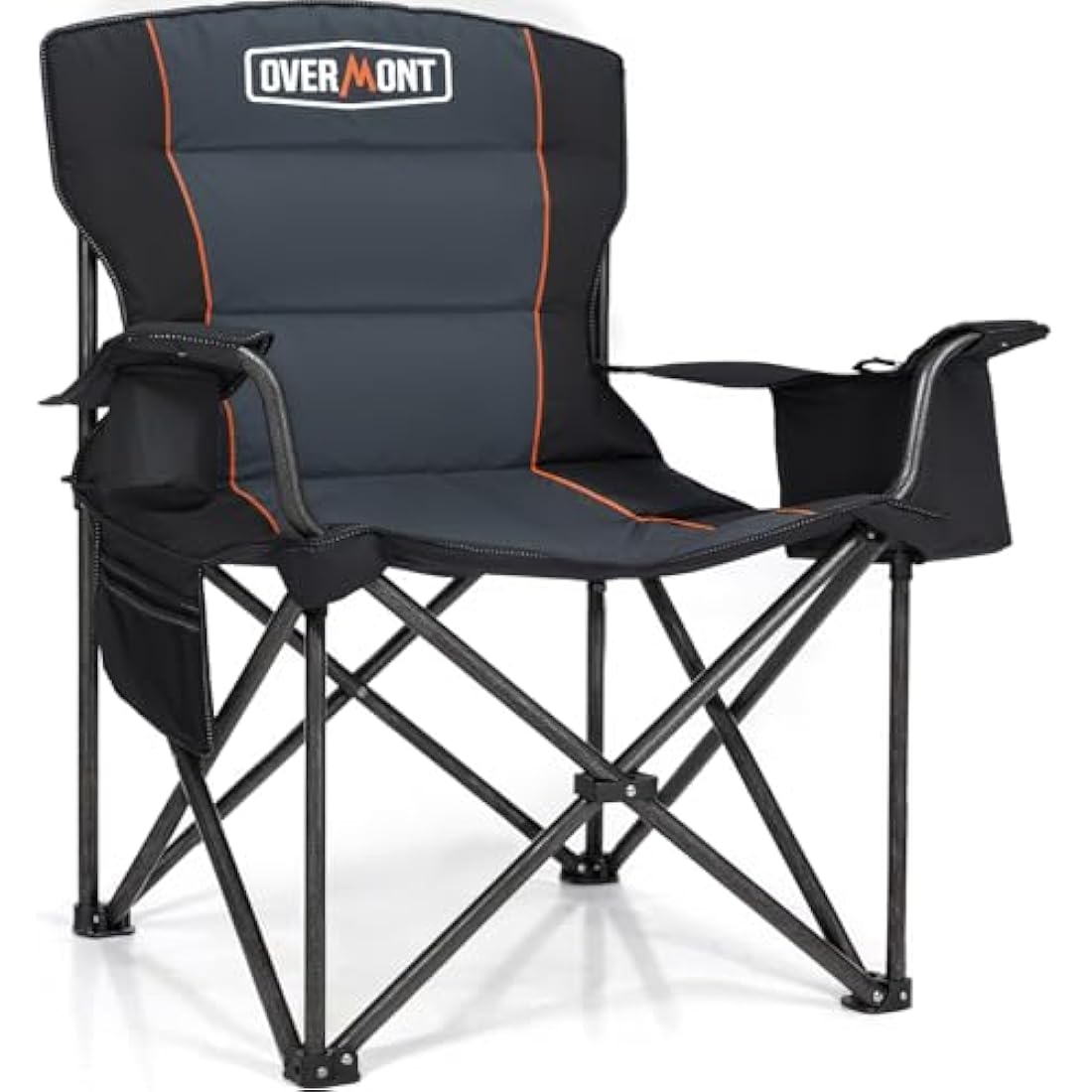 OVERMONT 204kg Oversized Camping Folding Chair for Adults with Cooler Bag & Carry Bag-Heavy Duty Lawn Chair with Cup Holder Support 450 LBS with High Back Comfy for Garden Picnic Beach
