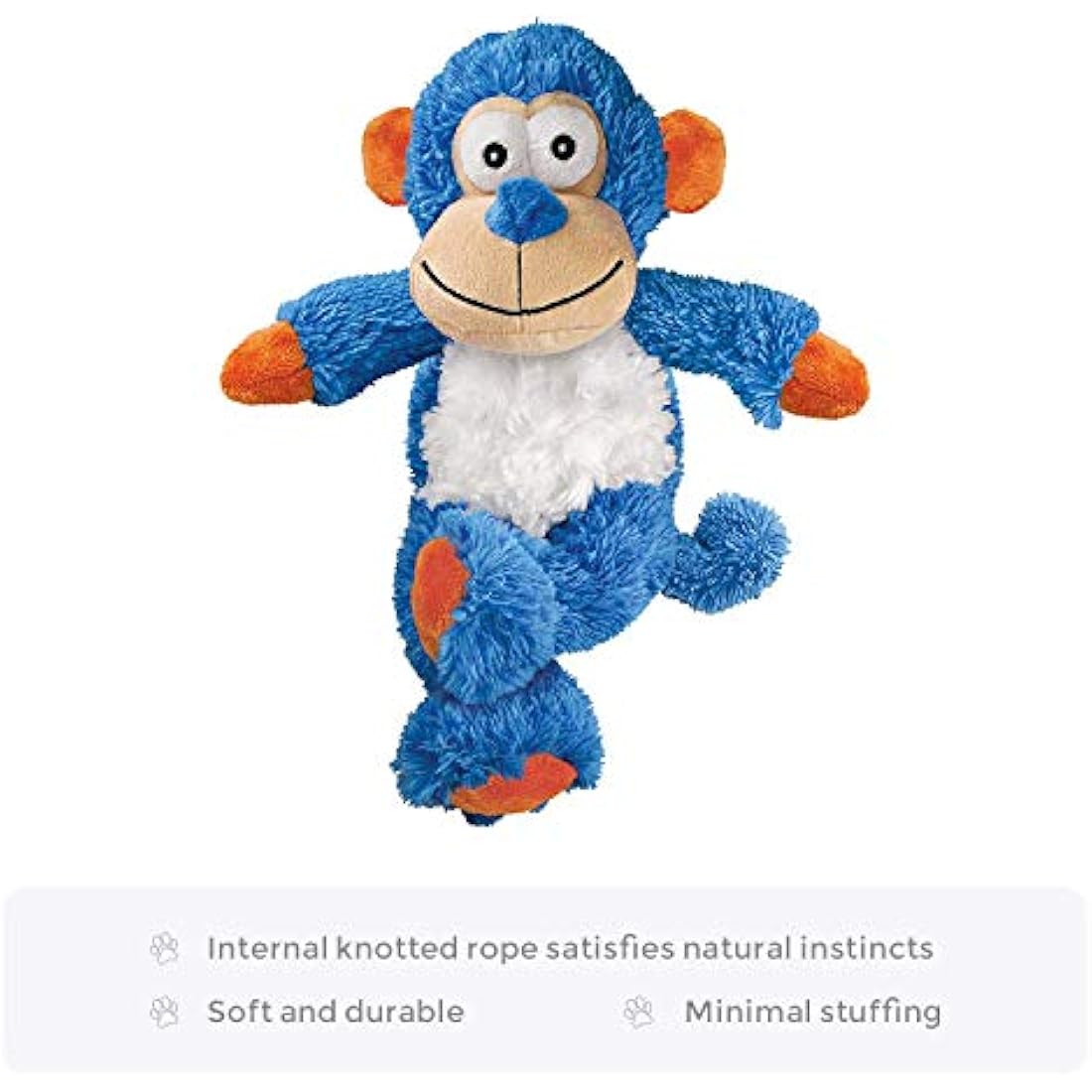 KONG - Cross Knots Monkey - Internal Knotted Ropes and Minimal Stuffing for Less Mess - For Small and Medium Dogs