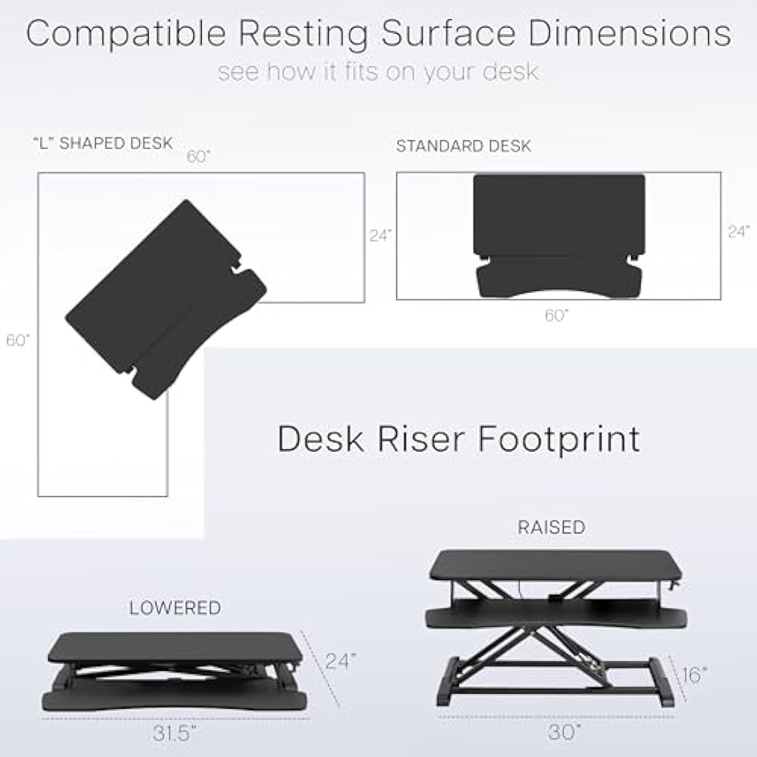 VIVO 81 cm Desk Converter, K Series, Height Adjustable Sit to Stand Riser, Dual Monitor and Laptop Workstation with Wide Keyboard Tray, Gray Top, Black Frame, DESK-V000KG