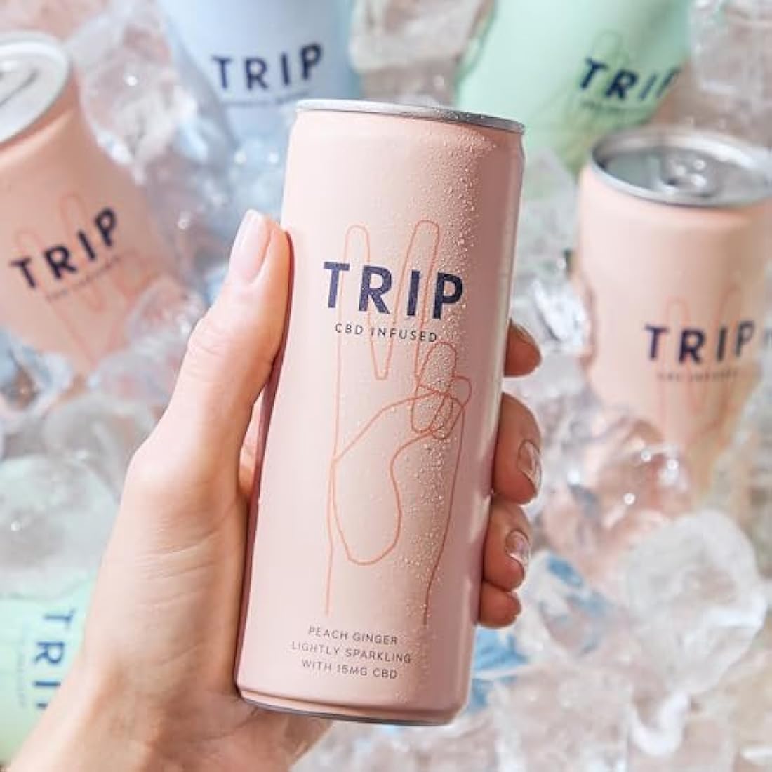 TRIP CBD Drink, Sparkling Peach Ginger Fizzy Drink, Low Calorie, Vegan (Pack of 24 x 250ml)