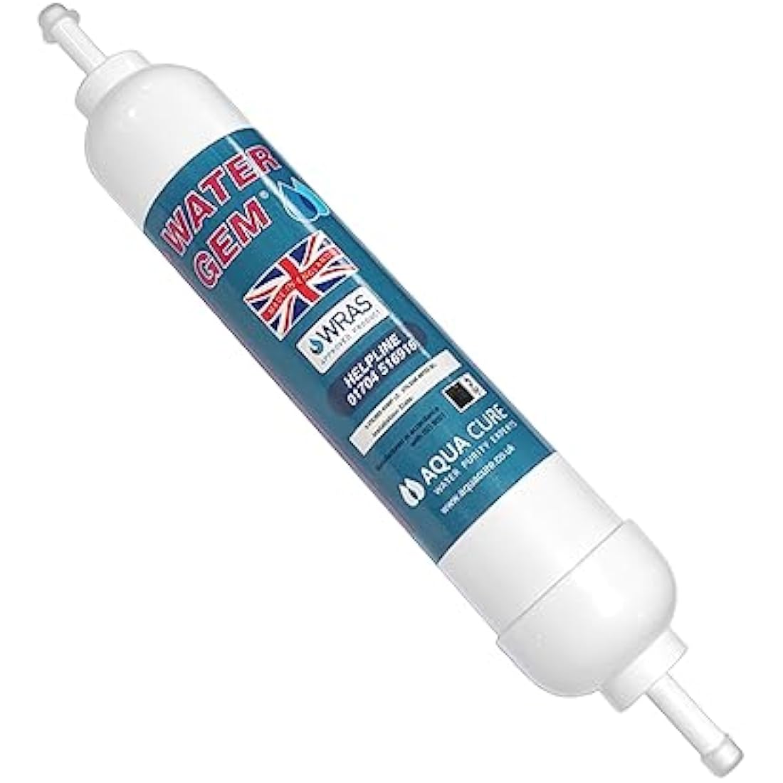 Water Gem Under Sink Filter System Replacement Inline Filter | Kitchen Tap Water Filter Cartridge | Universal 3/8" Male Stem Filter for Chlorine, Taste, Odour and Scale (2 Pack)