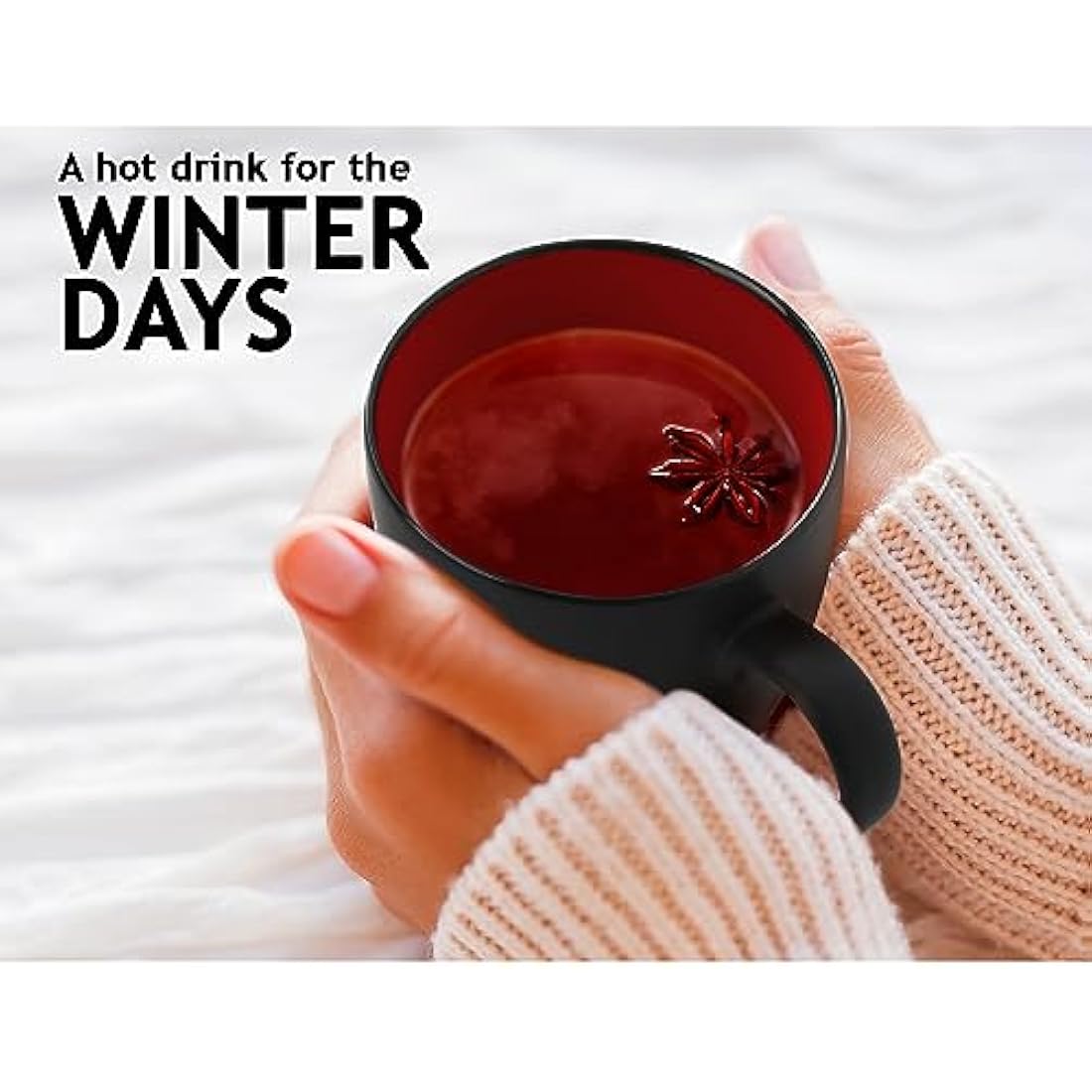 MIAMIO - 6 x 350 ml Stoneware Coffee Mug/Cup Set - Le Papillon Collection (Red)