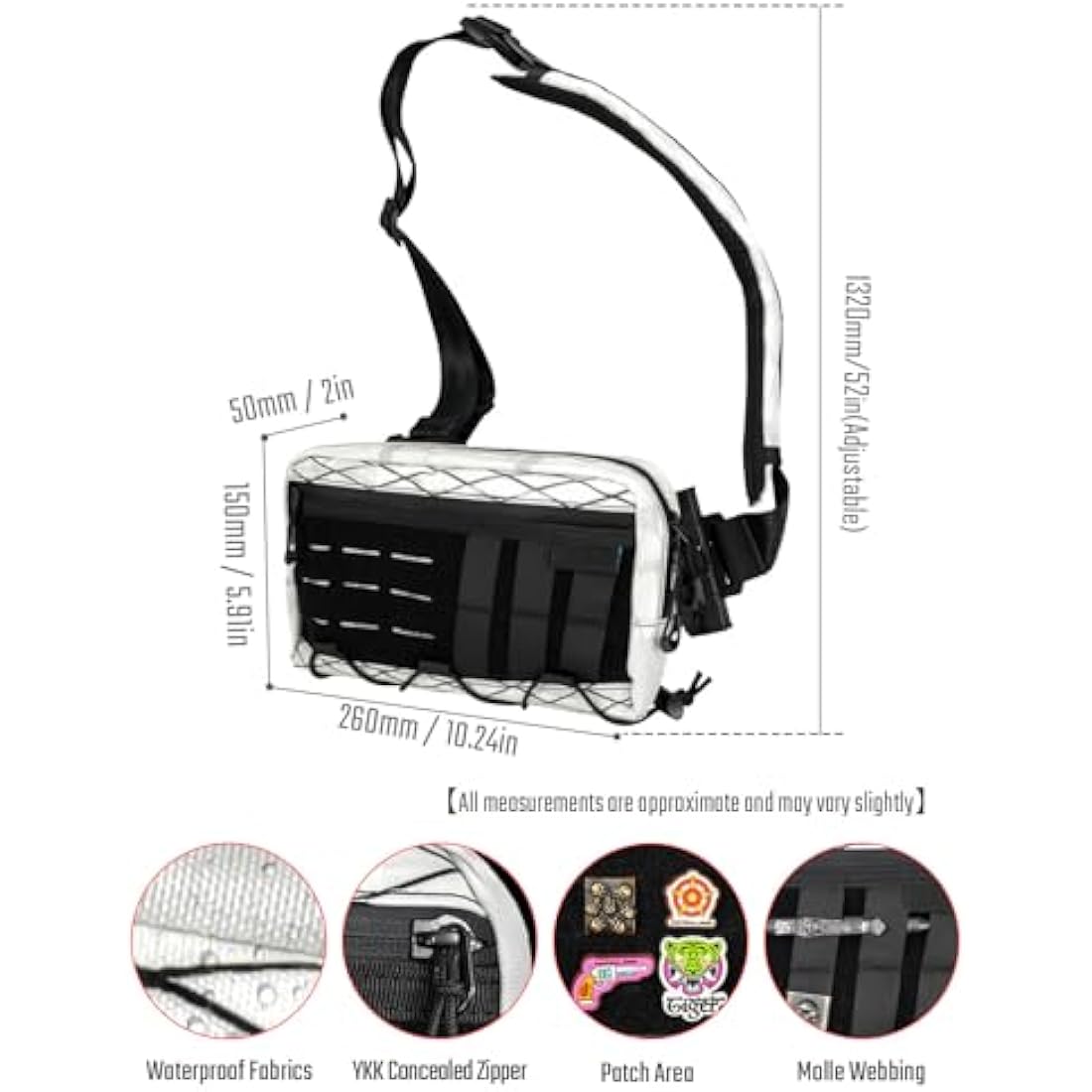 TACTICAL_GEEK Cache L3 EDC Sling Bag, Lightweight Nylon Shoulder Daypack, Crossbody Bag, Hiking Ambidextrous Strap, Travel Hiking Concealed Carry, Chest Backpack Casual Shoulder for Daily
