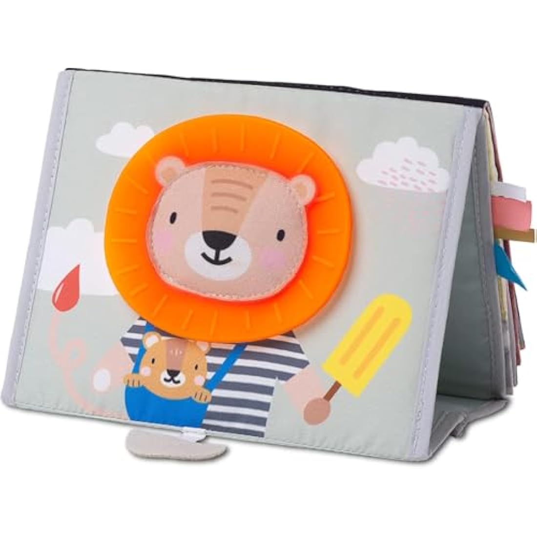 Taf Toys Savannah Tummy-time Newborn Baby Book. Double-sided Sensory Pages Includes Baby Safe Mirror, High Contrast Pictures, Crinkle Textures & Baby Teether. Gift Suitable for Boy & Girls from Birth