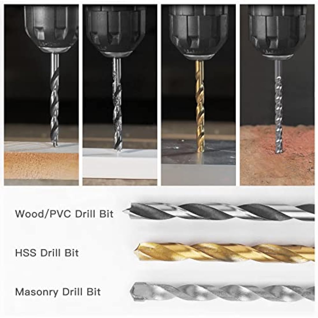 C P CHANTPOWER Drill Bit Sets, 100 Pcs HSS Titanium Screwdriver Bits Set with Storage Case for Metal, Wood, Masonry, Includes Countersink Drill Bit