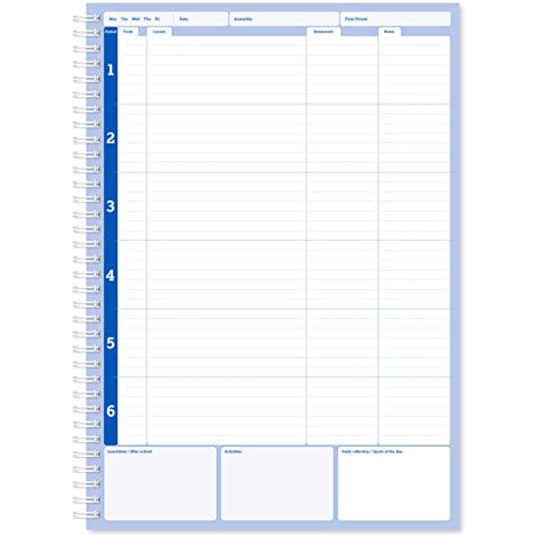 Silvine A4 Teacher's Academic Planner with Durable Hardback Covers and 204 x6 Period Planner Pages, Blue
