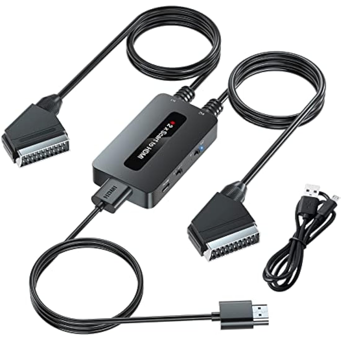 Kirolle Scart to HDMI Converter with Adapter + Cables, Supports 4:3 and 16:9 HDMI Output Switch for N64/Wii/PS2/Xbox/Sky/DVD/STB