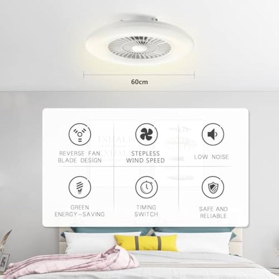 BKZO Smart LED Ceiling Light with Fan,RGB Ceiling Fan Lights, Stepless Dimming Light, 60CM Modern Fan Lighting,Ceiling Fan with RGB Light for Living Room, Dining Room, Bedroom