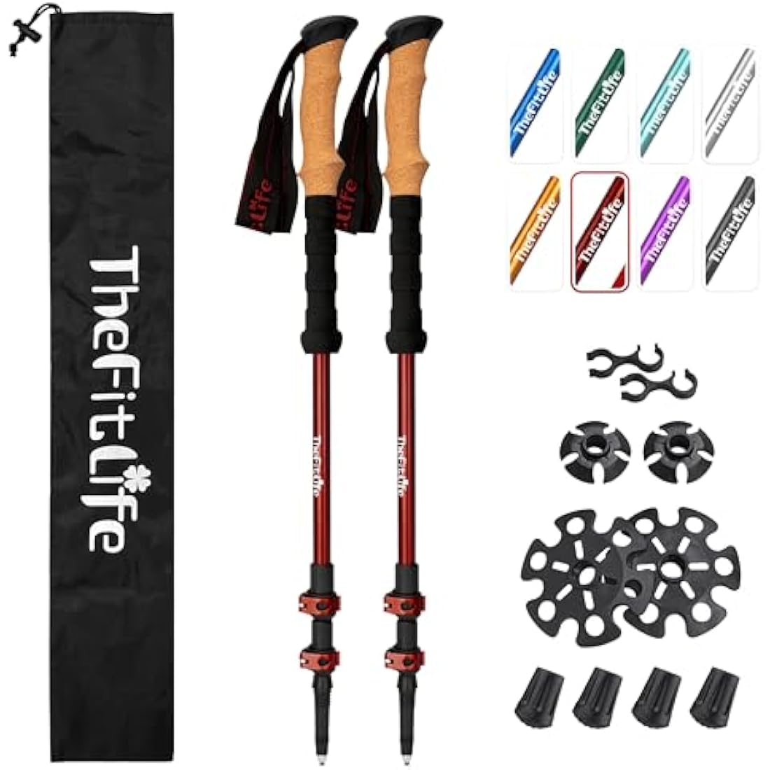 TheFitLife Trekking Poles - Lightweight 7075 Aluminum Hiking Sticks with Cork Grips, Adjustable Telescopic Design, Metal Flip Lock for Men & Women - Perfect for Hiking, Walking, Camping & Backpacking