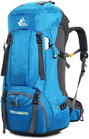 Bseash 60L Waterproof Hiking Camping Backpack with Rain Cover, Lightweight Outdoor Sport Travel Daypack Rucksack for Climbing Skiing