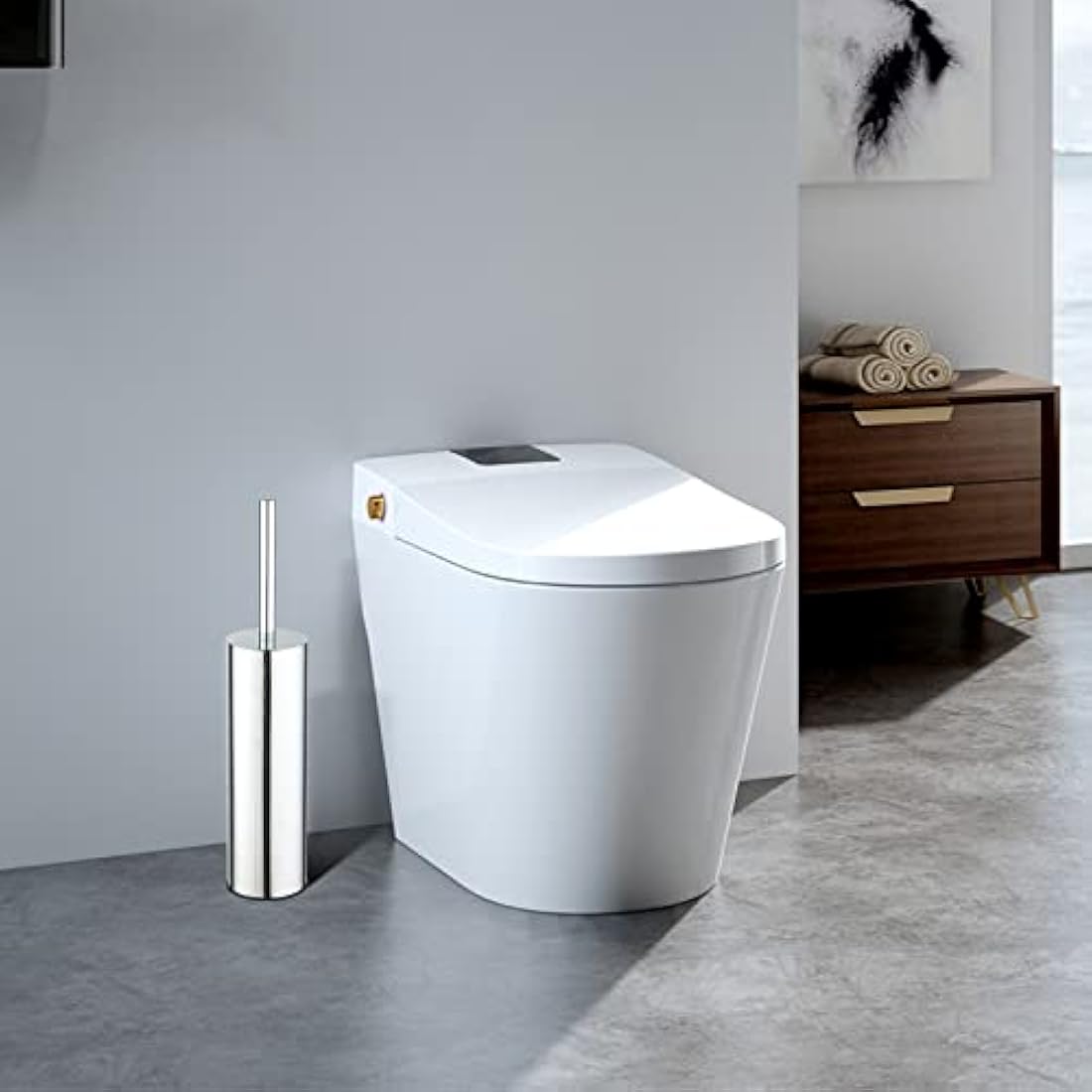 BGL 304 Stainless Steel Toilet Brush Long Bucket Stand Round Toilet Brush with Holder Chrome