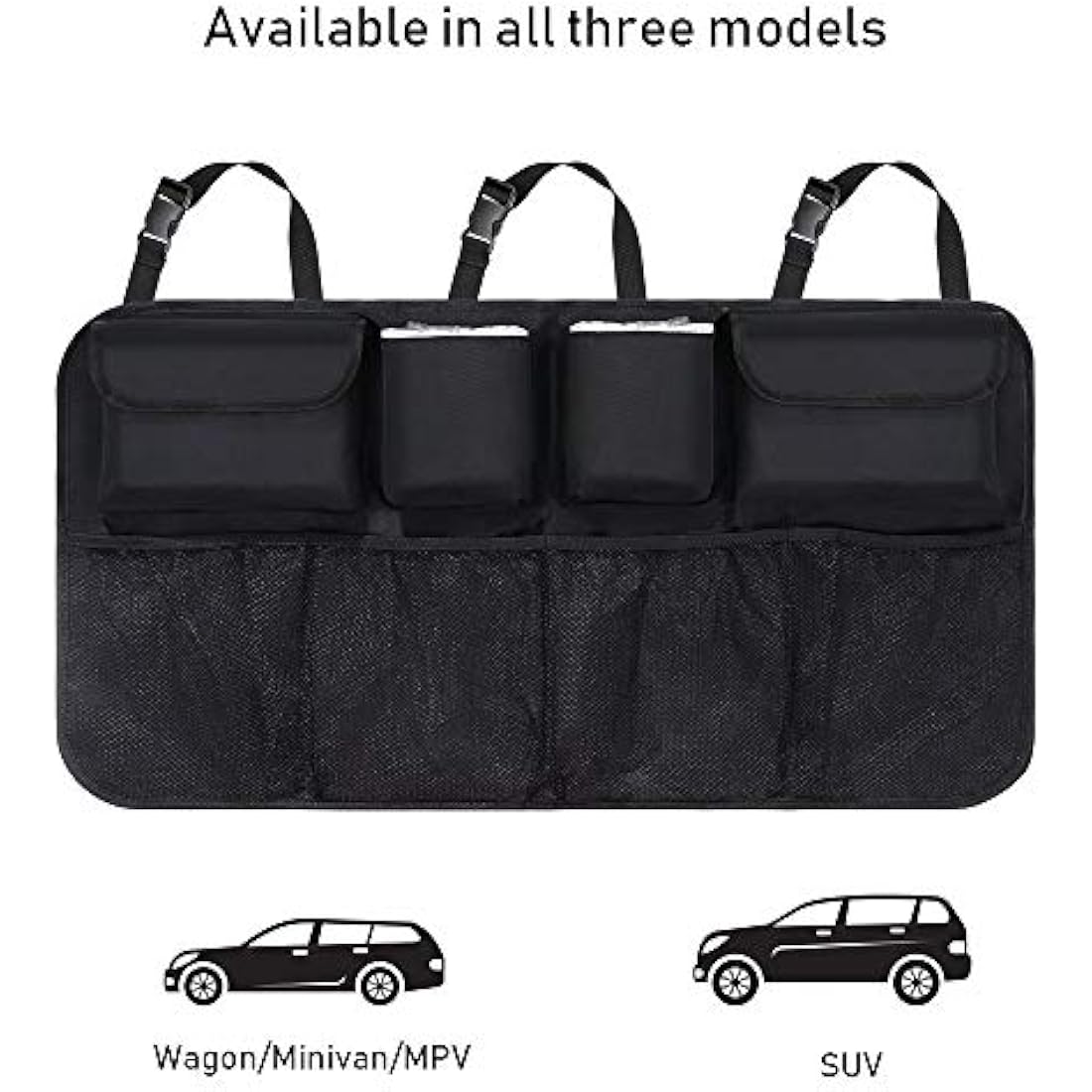 URAQT Car Boot Organiser Waterproof Kick Mats Car Organiser Seat Back Protectors, Multi-Pocket Children's Travel Storage, Durable Foldable Cargo Net Storage for Car Backseat Cover