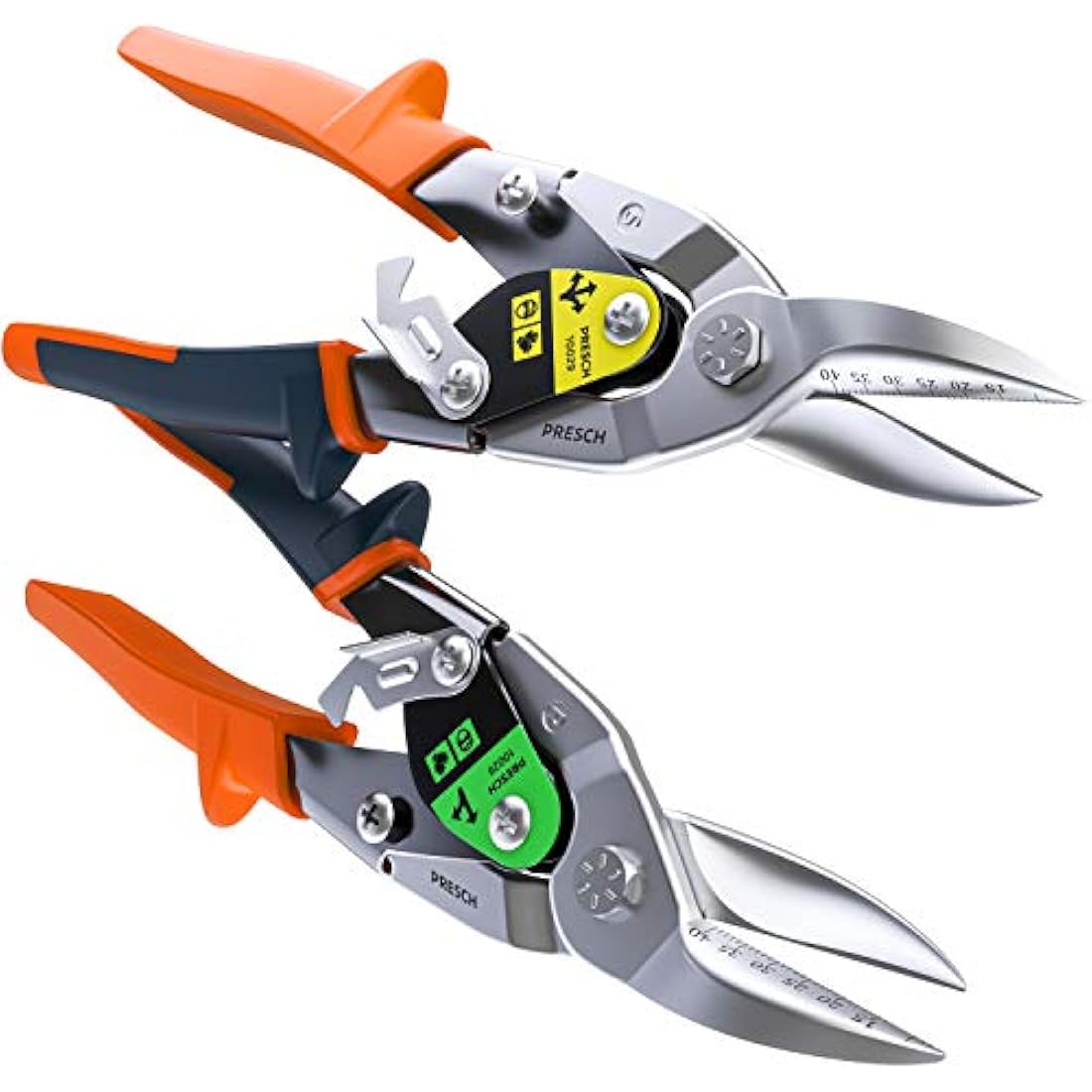 Presch Tin Snips Set Straight and Right Cut - Heavy Duty Aviation Snips - Drywall Construction Tool Set for Cutting Metal with Lever Transmission - Tin Cutter Kit