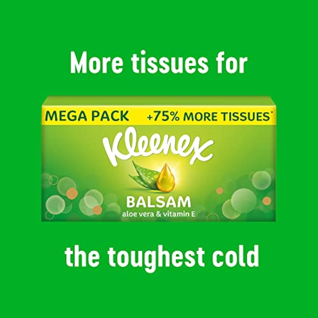 Kleenex® Balsam Tissues, Mega Pack - 1,344 Sheets (12 Boxes x 112 Sheets) - Balm Tissues Protect and Soothe Your Nose When You've Got a Cold - Balmcare® with Aloe Vera, Vitamin E and Calendula