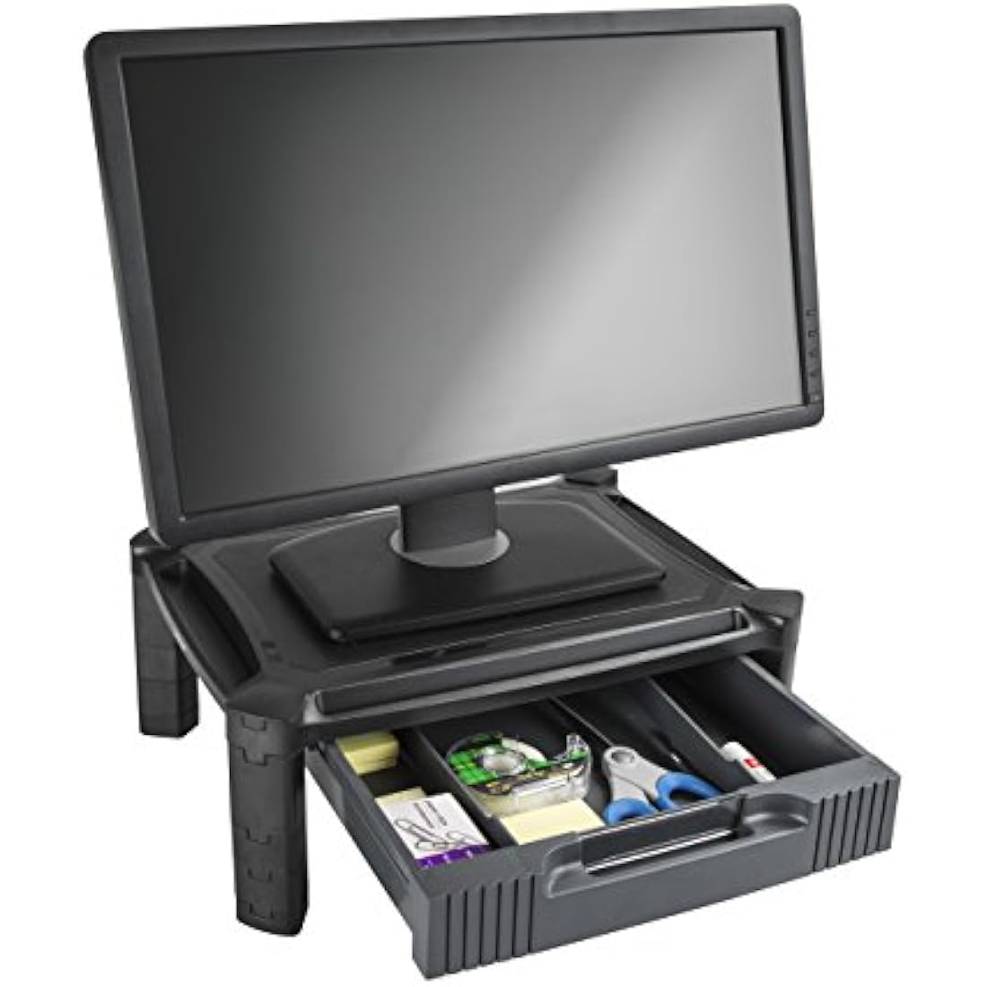 StarTech.com Adjustable Monitor Riser - Drawer - Monitors up to 32”- Adjustable Height - Monitor Stand - Computer Monitor Riser (MONSTADJD)