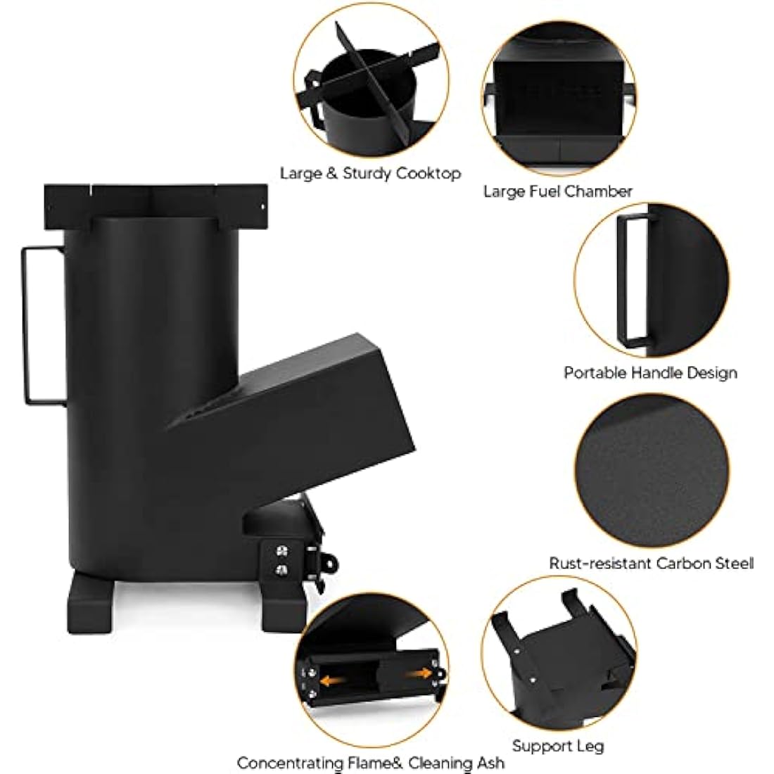 Onlyfire Outdoor Rocket Stove 3 in 1 Multifuctional Camping stove with Cooking grate and Griddle plate for Backpacking, Hiking, Cooking