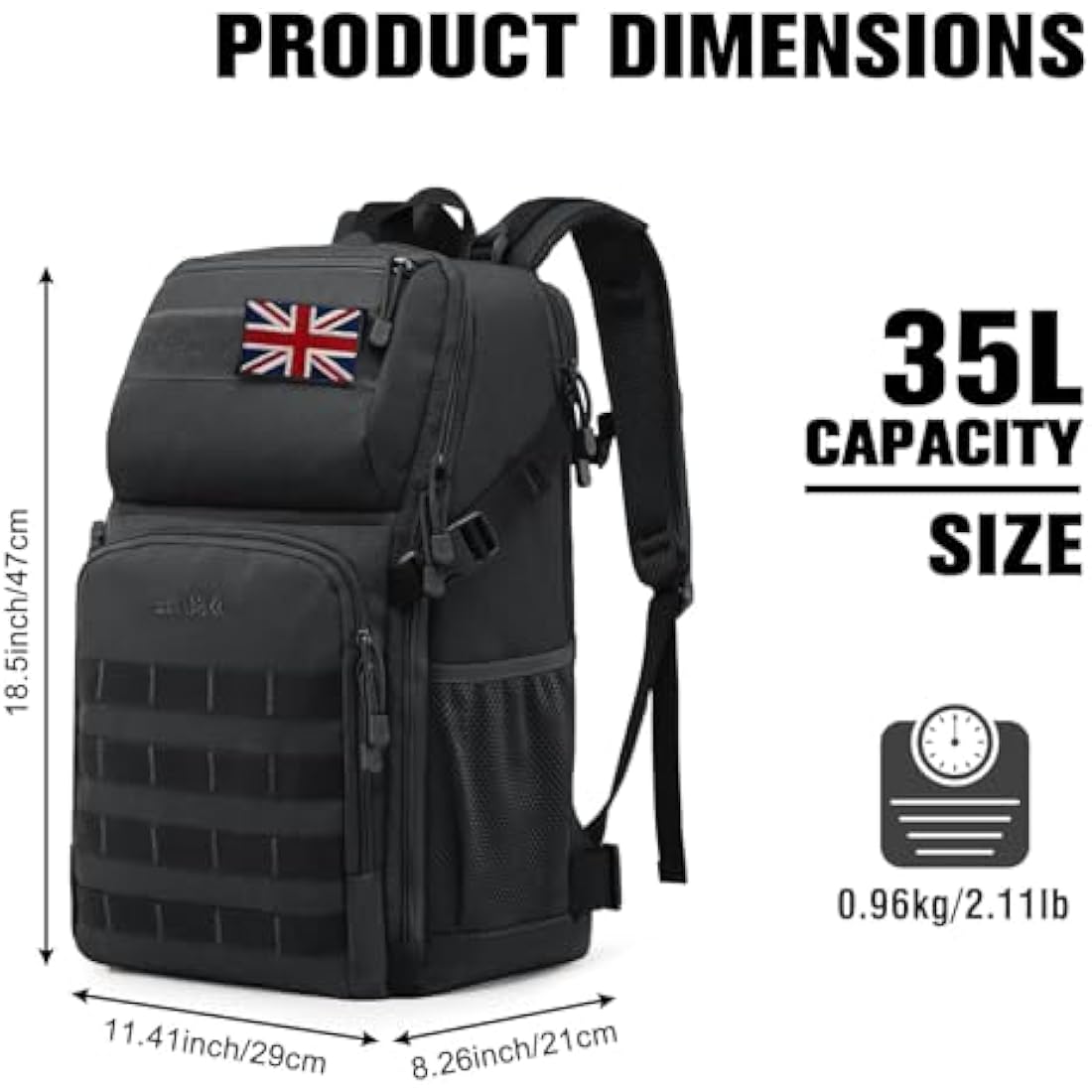 G4Free 35L Military Tactical Backpack Army Assault Molle Pack Bag Rucksack Daypack Fishing Trekking Hunting
