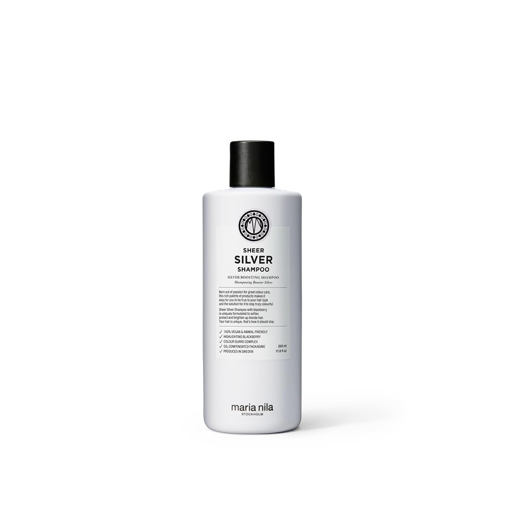 Maria Nila Sheer Silver, Shampoo 350 ml, Neutralizes Golden Shades, Violet Pigments Gives Cool Tone, 100% Vegan & Sulfate/Paraben free