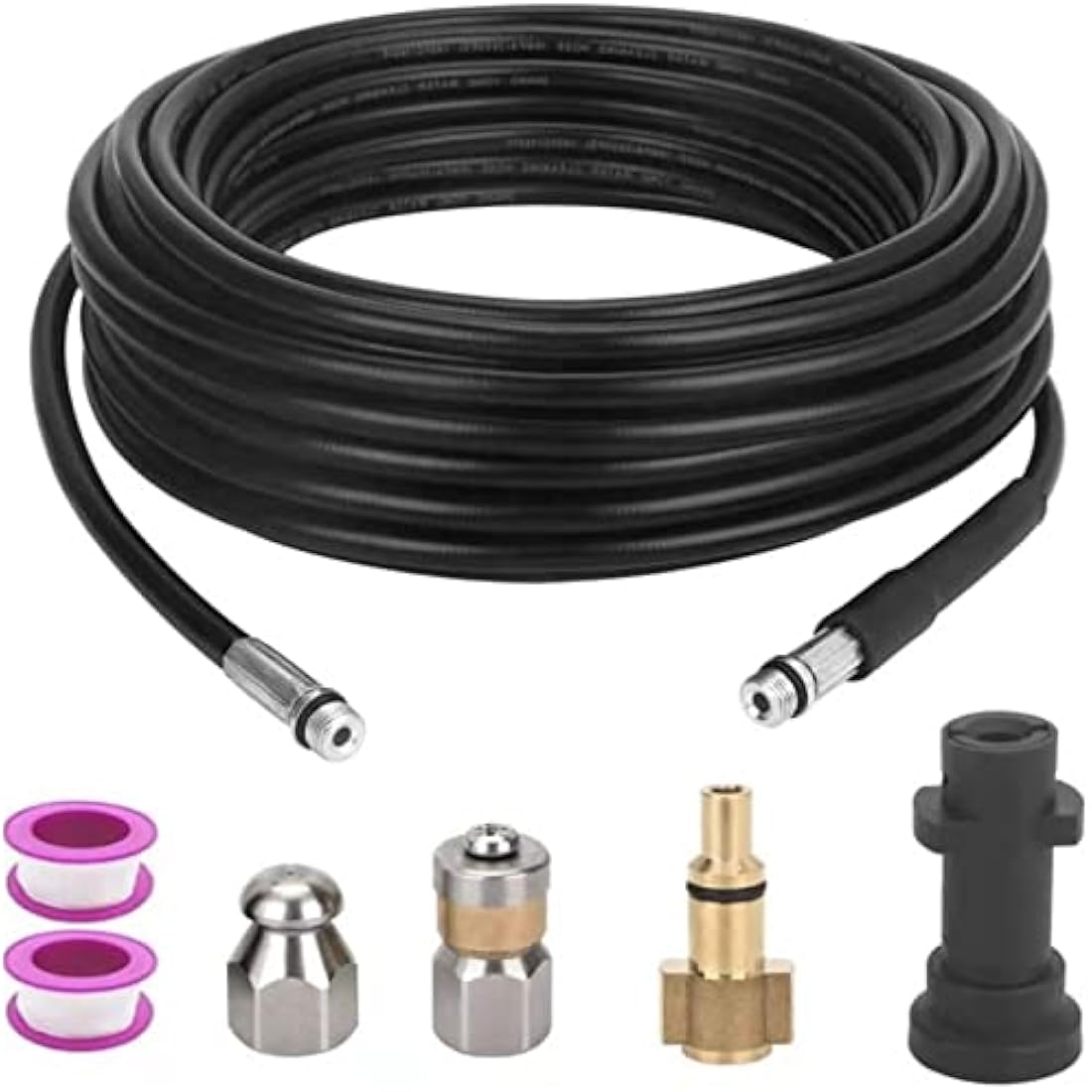 YUET 10M Pressure Washer Drain Pipe Cleaning Hose Cleaner Kit Wth Adapter, Flexible Tube Unblocker Sewer Jetter, Jet Nozzle Rotating for Karcher High Washers Replacement, Kärcher K2-K7 Series & LAVOR
