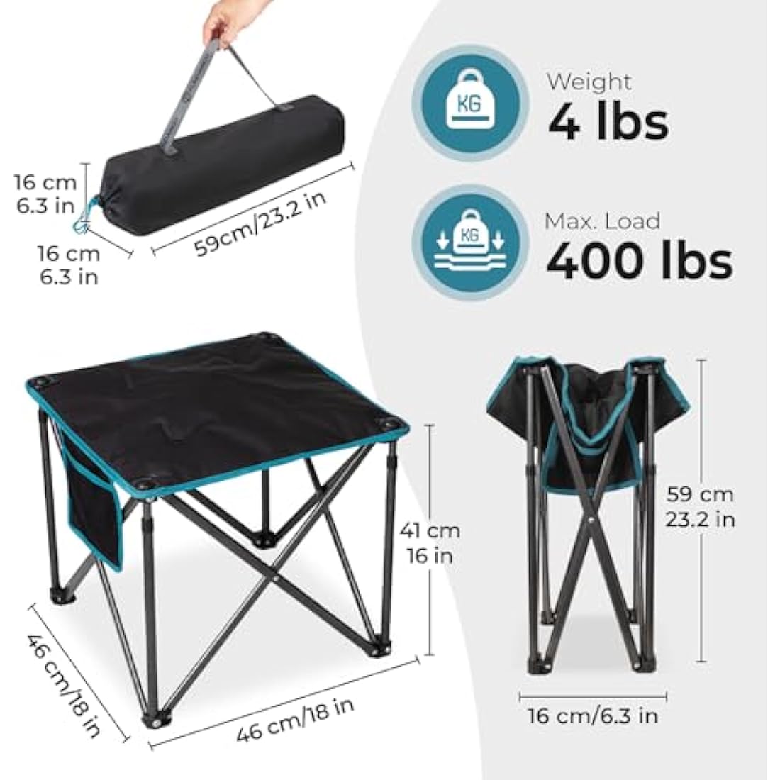 FUNDANGO 2 Pack Oversized Camping Stool with cushion, 18.1 Inch footstool 400 Lbs Heavy Duty Padded Collapsible folding stool Portable Foldable seat for Garden Fishing Hiking with Carry Bag (Black)