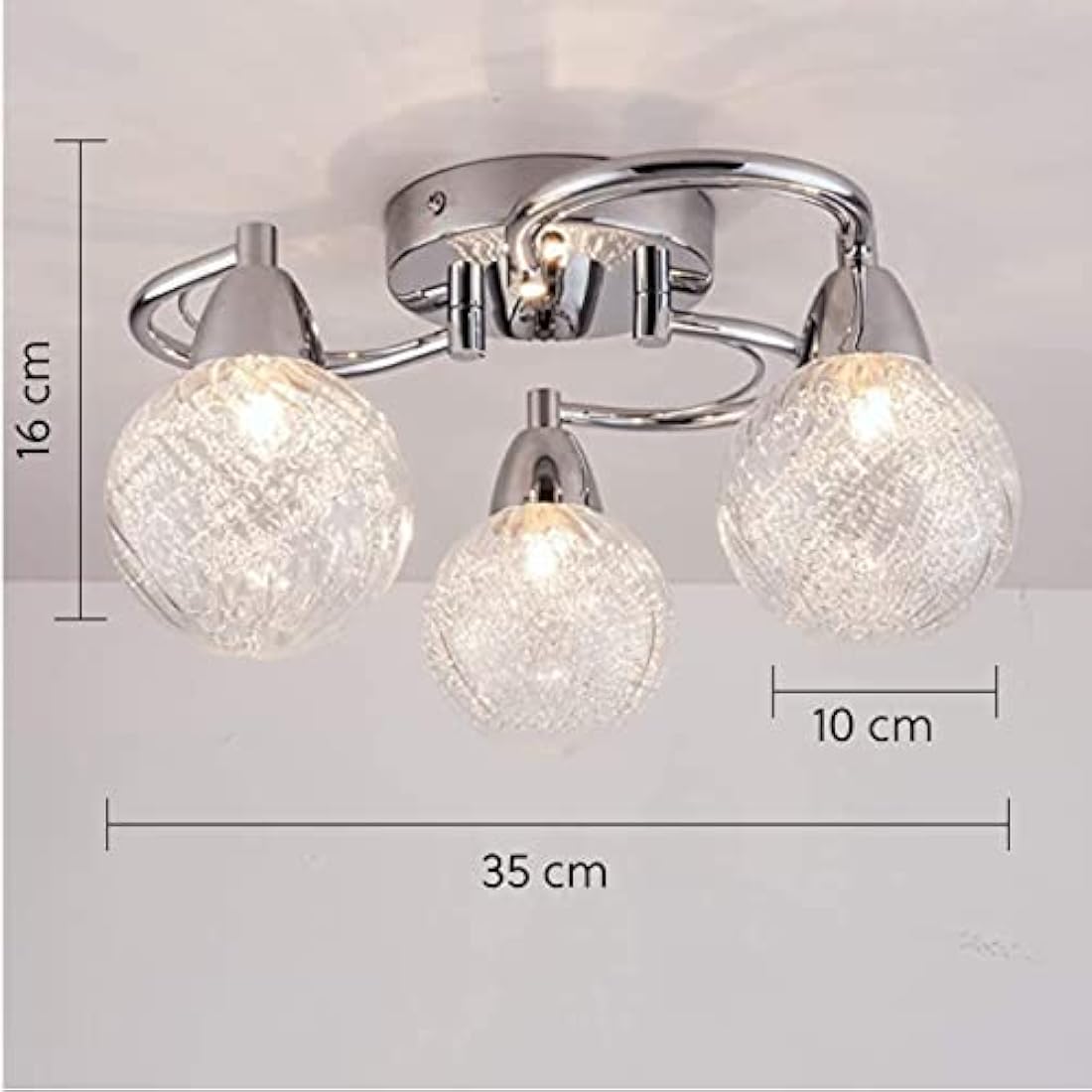 AUROLITE AL1034 BOLLA 3xG9 LED Semi Flush Ceiling Light, Polished Chrome Finish, 12W, Ideal for Living Room, Bedroom, Kitchen, and Hallway, Swirl, Natural White 4000K