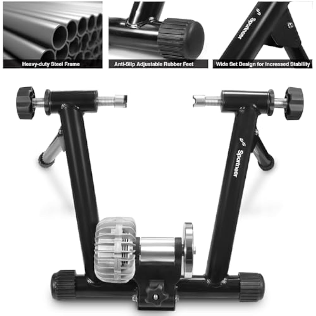 Sportneer Rollentrainer Fahrrad Fluid Bike Trainer Ständer, Indoor Fahrrad Training Stand Schwarz