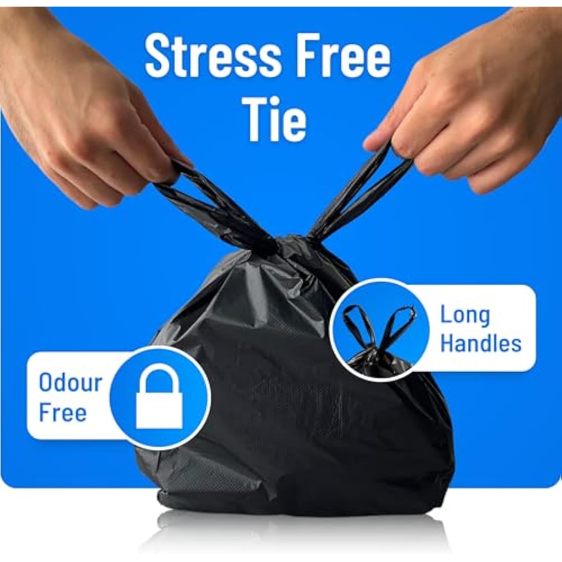 Large Dog Poo Bags - 1000 Pack, 33% Thicker & 25% Larger Poop Bag with Easy Tie Handles, 100% Leak Proof, Odour Free Pet Waste Disposal, Discreet Opaque Black