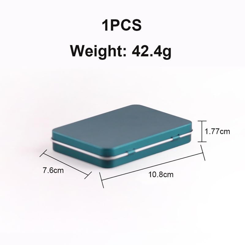 Leliafleury Green Hinged Tin Box 10.8 * 7.6 * 1.77cm Rectangular Tins Container Metal Empty Storage Tins For Small Items Home Supplies