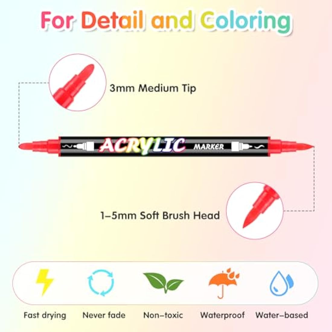 Sanyetral 60 Colors Acrylic Paint Pens-Based Acrylic Paint Markers for Wood,Canvas,Rock Painting,Glass,Ceramic,Stone Surfaces,DIY Crafts Making