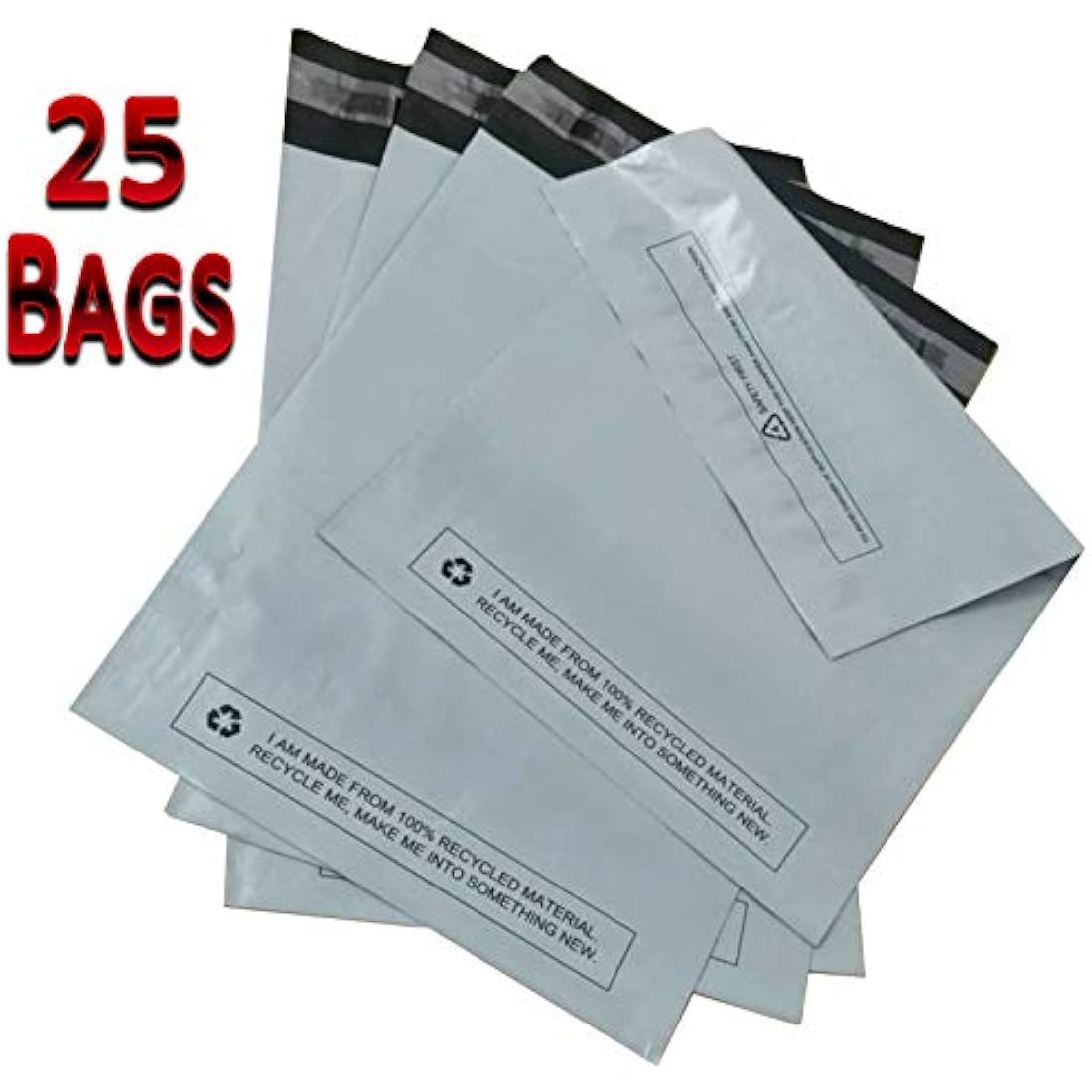 Large 25x Grey Mailing Bags 17” x 22” Polythene Self Seal Big Plastic Envelopes 100% Recyclable - Parcel Postal Postage Packaging Bags Strong Packaging Bags