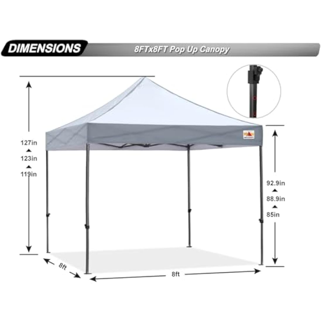 ABCCANOPY Pop Up Gazebo with Detachable Awning, Commercial Market stall, Bonus Upgraded Roller Bag, 4 Weight Bags, Stakes and Ropes