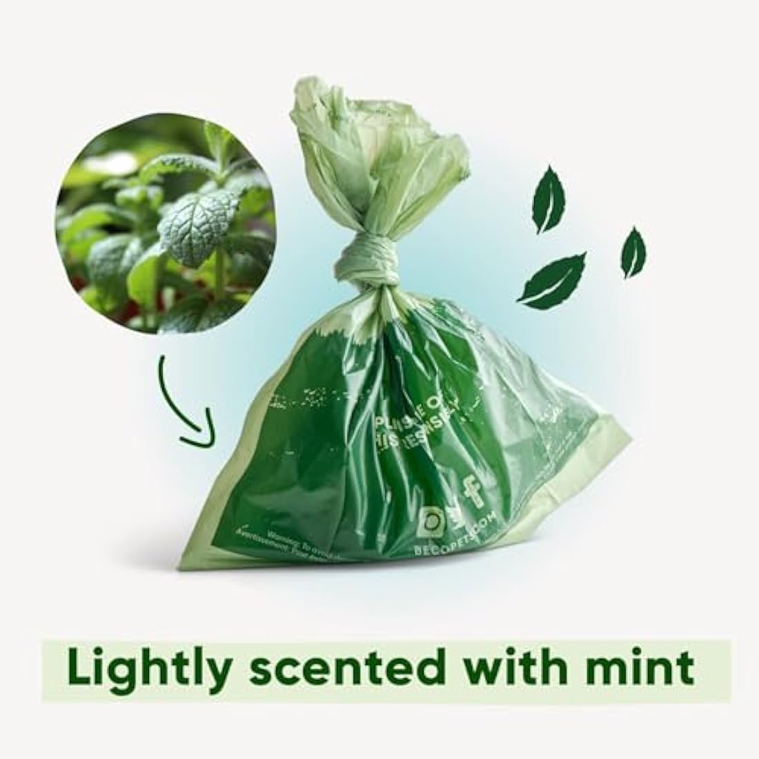 Beco Dog Poop Bags Rolls - Strong & Large - 120 Bags (8 Rolls of 15) Mint Scented, Dispenser Compatible for Dog Waste