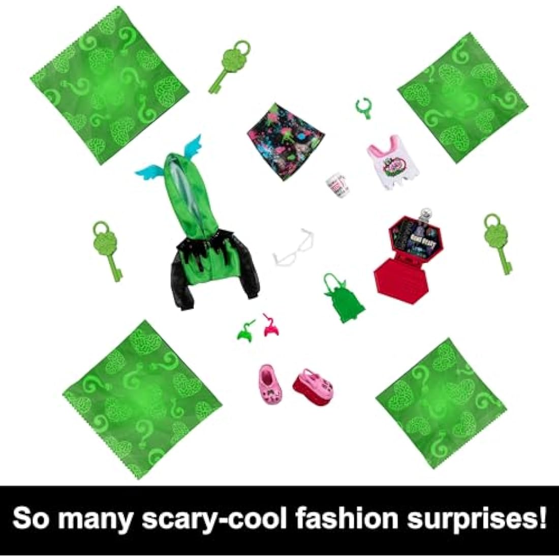 Monster High Doll and Fashion Set, Ghoulia Yelps Doll, Skulltimate Secrets: Neon Frights, Dress-Up Locker with 19+ Surprises, HNF81